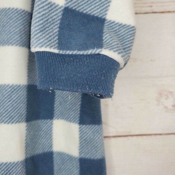 Penguin Embroidered Toddler Pajama Set – Blue White Checkered, Closed Feet, 0-9 - Picture 5 of 11